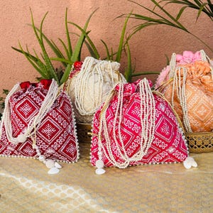 Hand Made Potali Bags || Thread Embroidered Design Silk Potli Bag Gift For Women