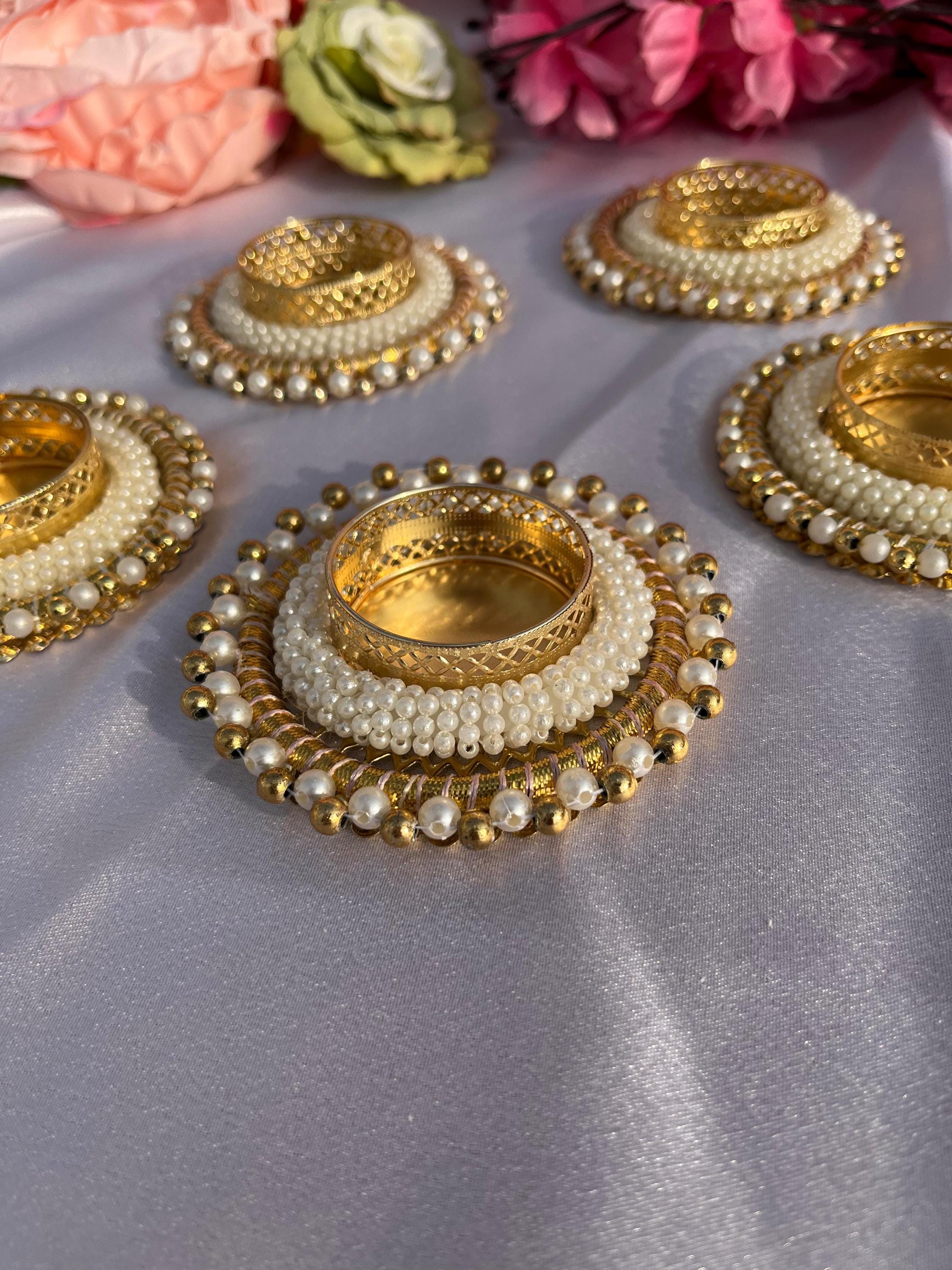 Goldene Perlen Wandkerzenhalter Set - 2 Teelichthalter Mit K9 Kristallen