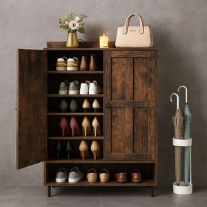 6-Tier Wooden Shoe Rack: Tall, Narrow Entryway Shoe Storage