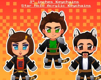 Minecraft story mode | keychains-Blaze Rods | Aiden, Maya, and Gill | 3 inch keychains