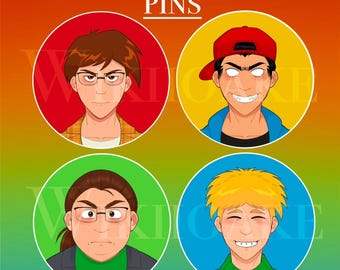 The Eltingville Club button pins: 58mm, 44mm badges/ Bill, Pete, Josh, Jerry!