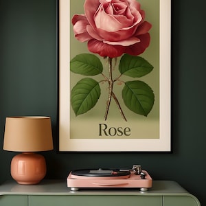 Vintage Rose Digital Download, Floral png, Wall Art, Poster, Botanical, Vintage Floral, Antique Floral, Floral, Shabby Chic, Cottage Core