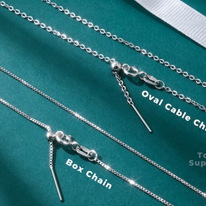 925 Sterling Silver Adjustable Needle End Chain  – Oval Cable Chain 1.3mm & Box Chain 0.8mm Dainty Minimal Jewelry