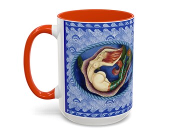 Original artwork Dreamy mermaid printed mug, Ocean aesthetic coffee-tea cup, Coastal decor, perfect gift for friends, sea life lovers