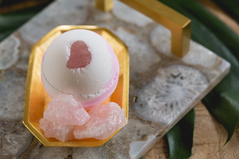 Rose Quartz Bath Bomb Healing Crystal Bath Bomb Collection Etsy