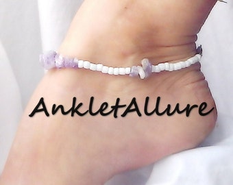 Raw Amethyst Anklet GEMSTONE Anklet for Women Cruise Gift for Her Vacation Jewelry Summer Jewelry