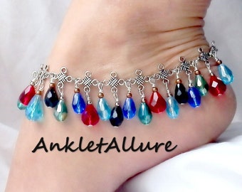 BELLY Dance Anklet for Woman GYPSY DANCE Jewelry Middle Eastern Jewelry Gift for Her Rainbow Colors