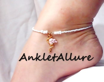 PINK FLAMINGO Anklet for Women BEACH Anklet Florida Jewelry Summer Anklet Vacation Gift