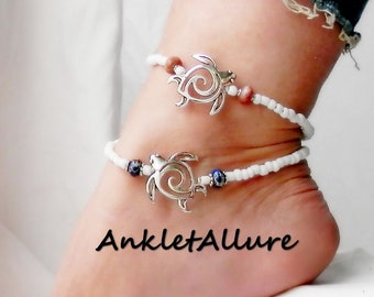 Sea TURTLE Anklet Beach Anklets for Women Summer Jewelry Cruise Vacation Gift for Her Turtle Charm Anklet