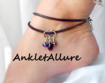 Leather Anklet for Women Double Wrap Anklet Summer Jewelry Sundress Jewelry Flirty Girlfriend Gift