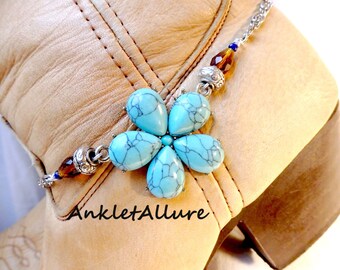 FLOWER Boot Chains for Women Western Jewelry TURQUOISE Boot Charms Boot Lover Gift Boot Bling