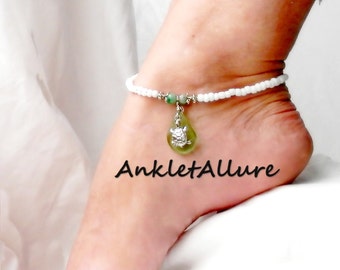 Sea Glass Anklet Sea TURTLE Anklet Beach Anklets for Women Summer Jewelry Cruise Vacation Gift for Her Turtle Charm Anklet