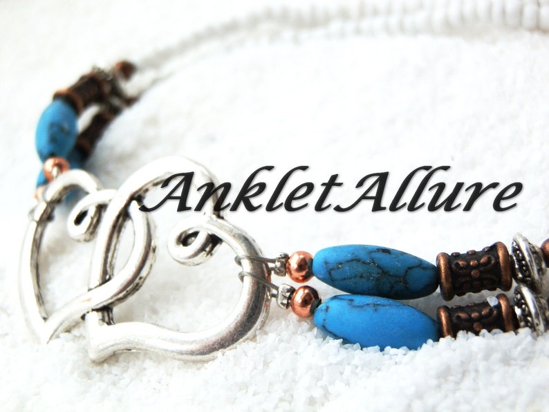 WESTERN Love Heart Anklets for Women DOUBLE Mixed Metal