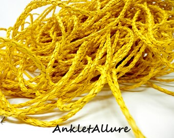 DIY Crafts Sunshine Yellow Faux Leather Braided Leather Rope Crafts