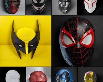 Superhero Mask STL Files: Spiderman, Deadpool, Wolverine