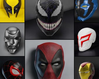 Superhero Mask STL Files: Spiderman, Deadpool, Wolverine, Dr. Doom