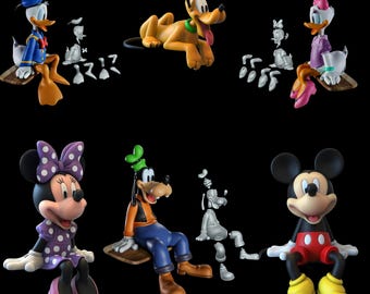 File STL modello 3D dei cartoni animati Disney, Topolino, Minnie, Paperino, Plutone, Pippo
