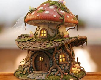 Mushroom House STL File, 3D Model