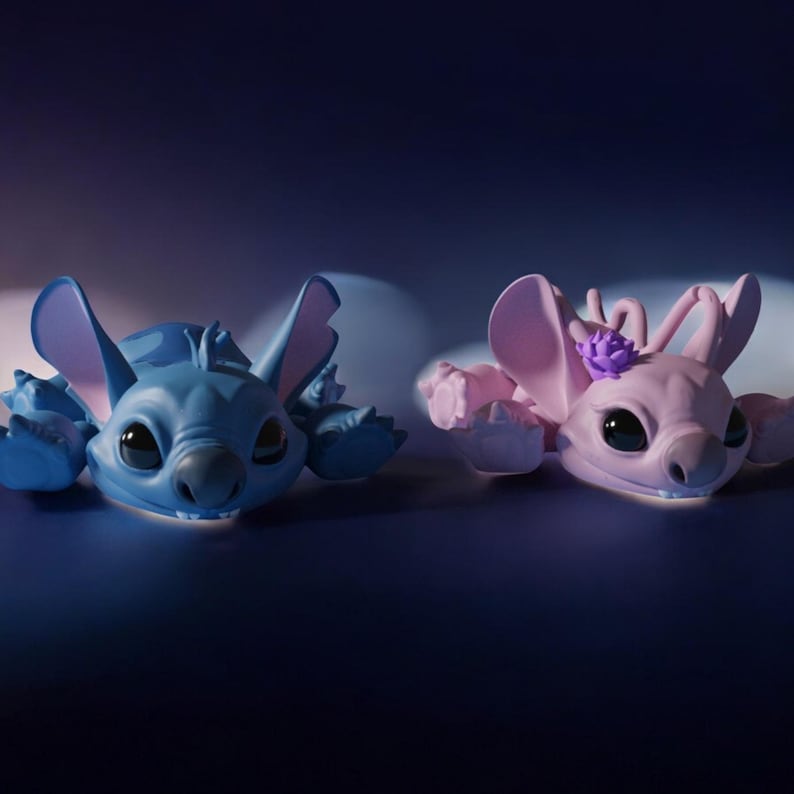 3D Stitch and Angel STL File, Stitch Star and Angel Figure Model, Stitch Model File