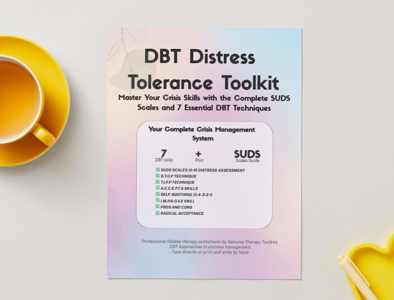 UPDATED! DBT Distress Tolerance Skills Workbook: Therapy Worksheets ...