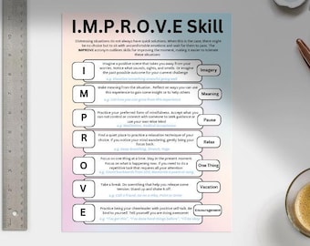 I.M.P.R.O.V.E Skill Worksheet: DBT Distress Tolerance Tool (PDF Digital Download)