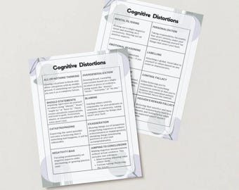 Cognitive Distortions & Reframing Guide: CBT Worksheet | Tool for Negative Thinking (Digital Download)