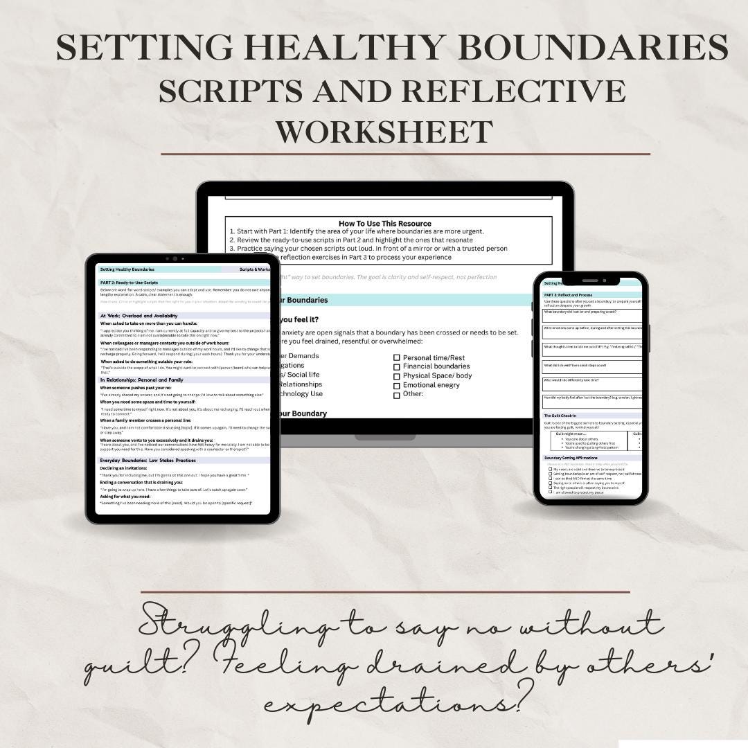Setting Healthy Boundaries Worksheet | Boundary Setting Workbook and ...