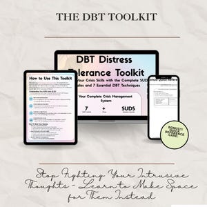 UPDATED! DBT Distress Tolerance Skills Workbook: Therapy Worksheets (Fillable PDF Download- With Printer-friendly version)