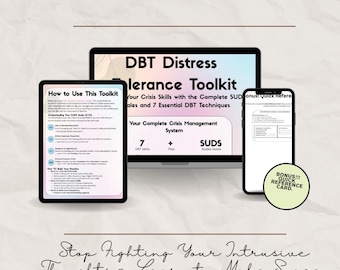 UPDATED! DBT Distress Tolerance Skills Workbook: Therapy Worksheets (Fillable PDF Download- With Printer-friendly version)