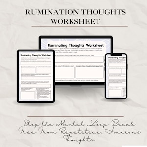 Ruminating Thoughts Worksheet for Breaking Thought Loops | Anxiety & OCD Tool (Fillable Digital Download)