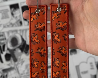 Autumn Leaves Fall Halloween Cozy Embroidered Jet tag | Keychain | Key tag | Lanyard