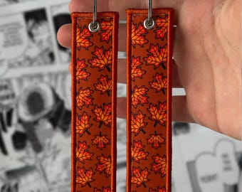 Autumn Leaves Fall Halloween Cozy Embroidered Jet tag | Keychain | Key tag | Lanyard