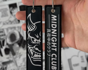 Oni Mask Japanese Style Embroidered Jet tag | Keychain | Key tag | Lanyard