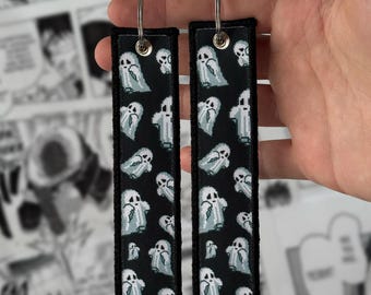Halloween Ghost Autumn Fall Cozy Embroidered Jet tag | Keychain | Key tag | Lanyard