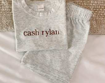 Personalized Kids Lounge Set, Custom Name Toddler Outfit, Cotton Summer Shorts Set