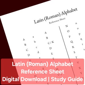 Latin Alphabet Reference Sheet | Ancient Writing Printable | Study Guide | Digital Download | Classical Roman Letters
