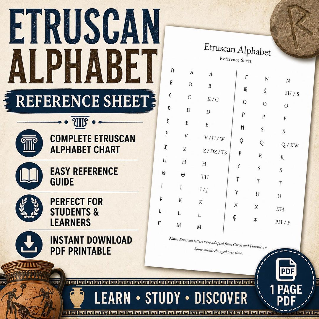 Etruscan Writing System Learn Etruscan | Alphabet Reference Sheet | Ancient Italian Writing ...