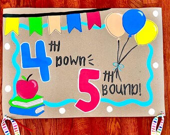 Custom Painted Banner, First Last Day of School, sign mini 20x16, Photo prob, Pre-K Kindergarten Graduate, Custom Grade Sign,