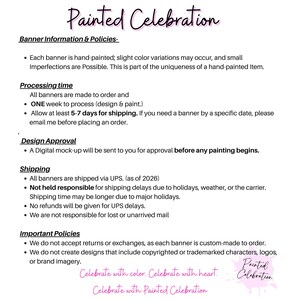 The image is a hand-painted celebration banner with a unique and creative design.