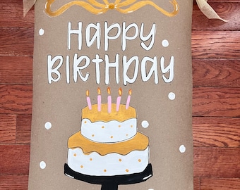 Custom 1st Day of School Pennant Flag, Hand Held Custom grade, Birthday Banner Sign Painted, Photo Prop, Cake Smash Prop, mini 20"Wx16"H