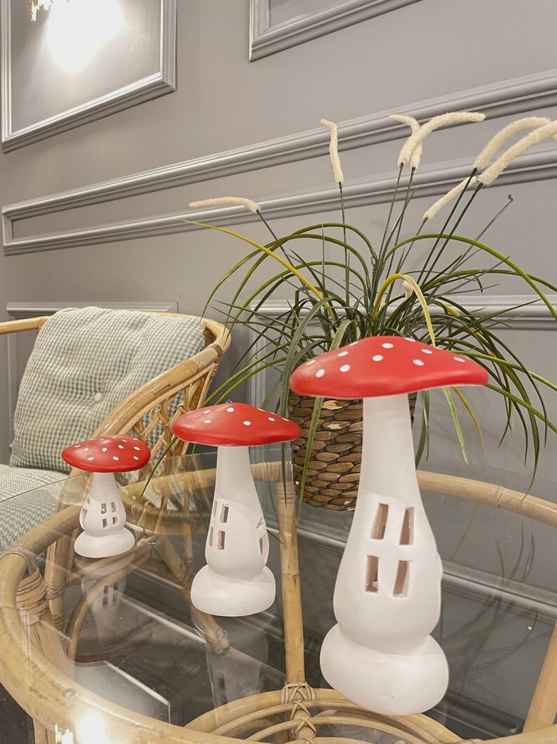 Ceramic Mushroom House Set With Windows – Whimsical Fairy Garden Decor ...