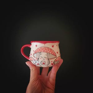 Fungos Mushroom Mug – 200ml Handmade Ceramic Cup – Whimsical Fungi Pottery – Cottagecore Coffee Mug – Unique Gift for Nature Lovers