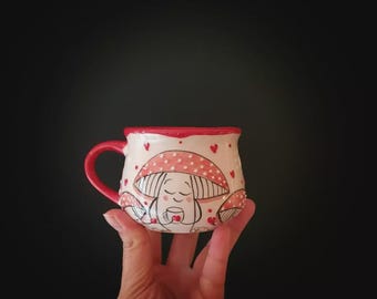 Handgemachte Pilzbecher: Wunderliche Keramik Fungi Tasse, Cottagecore Geschenk