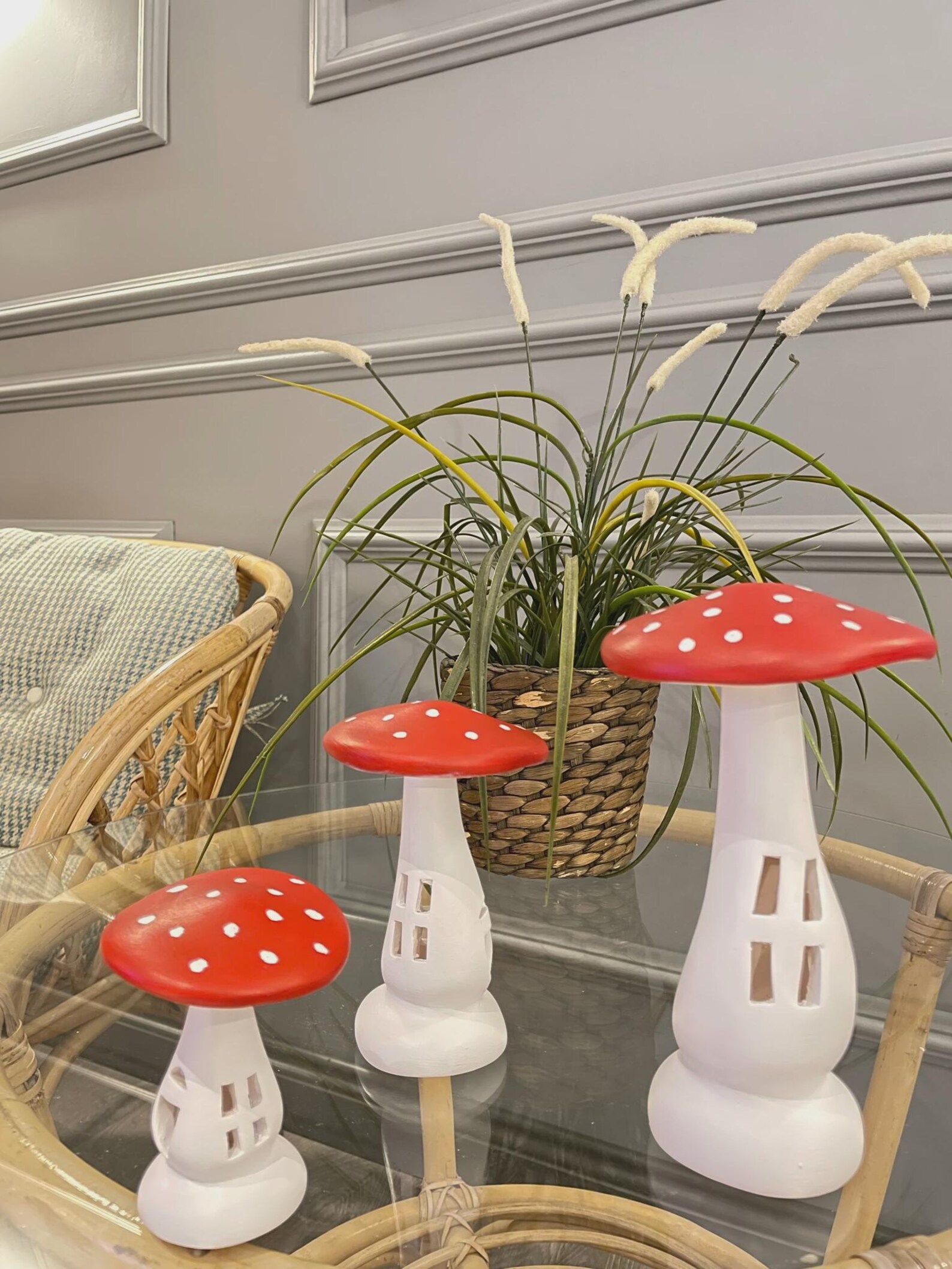 Ceramic Mushroom House Set With Windows – Whimsical Fairy Garden Decor ...