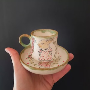 Bellus Espresso Cup Set – 80ml Handmade Ceramic Coffee Cup with Saucer – Elegant Mini Mug – Artistic Gift for Espresso Lovers