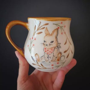 Lepus Ceramic Mug – 300ml Handmade Bunny Cup – Whimsical Rabbit-Inspired Pottery – Cozy Animal Lover Gift – Cute Artisan Coffee Mug