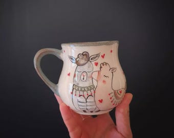 Handmade Ceramic Llama Mug: Whimsical Pottery Cup, 300ml