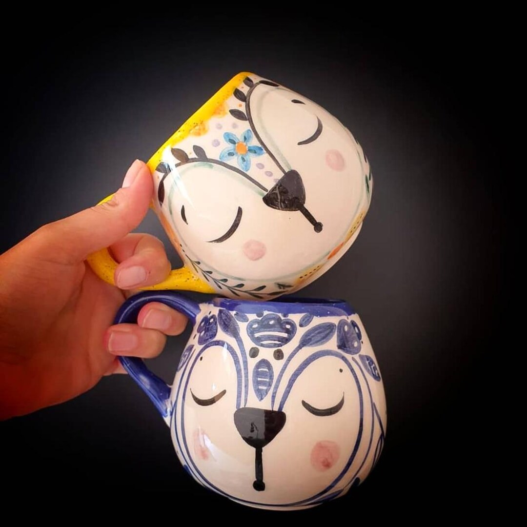 Molehills Mug – 400ml Handmade Ceramic Cup With Expressive Faces ...