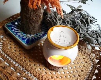 Handmade Ceramic Incense Burner: Zen Essential Oil Diffuser & Candle Holder