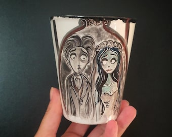 Mug en céramique fait main Corpse Bride - Tasse à café d'Halloween